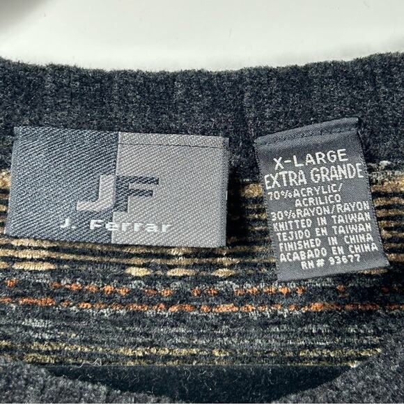 JF J. Ferrar Crewneck Sweater Men's Size XL Neutral Soft Comfy Luxe Plaid Winter - Picture 4 of 4